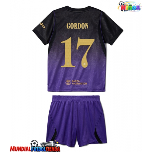 Camiseta Barcelona Anthony Gordon #17 Segunda Equipación Replica 2026-27 para niños mangas cortas (+ Pantalones cortos)
